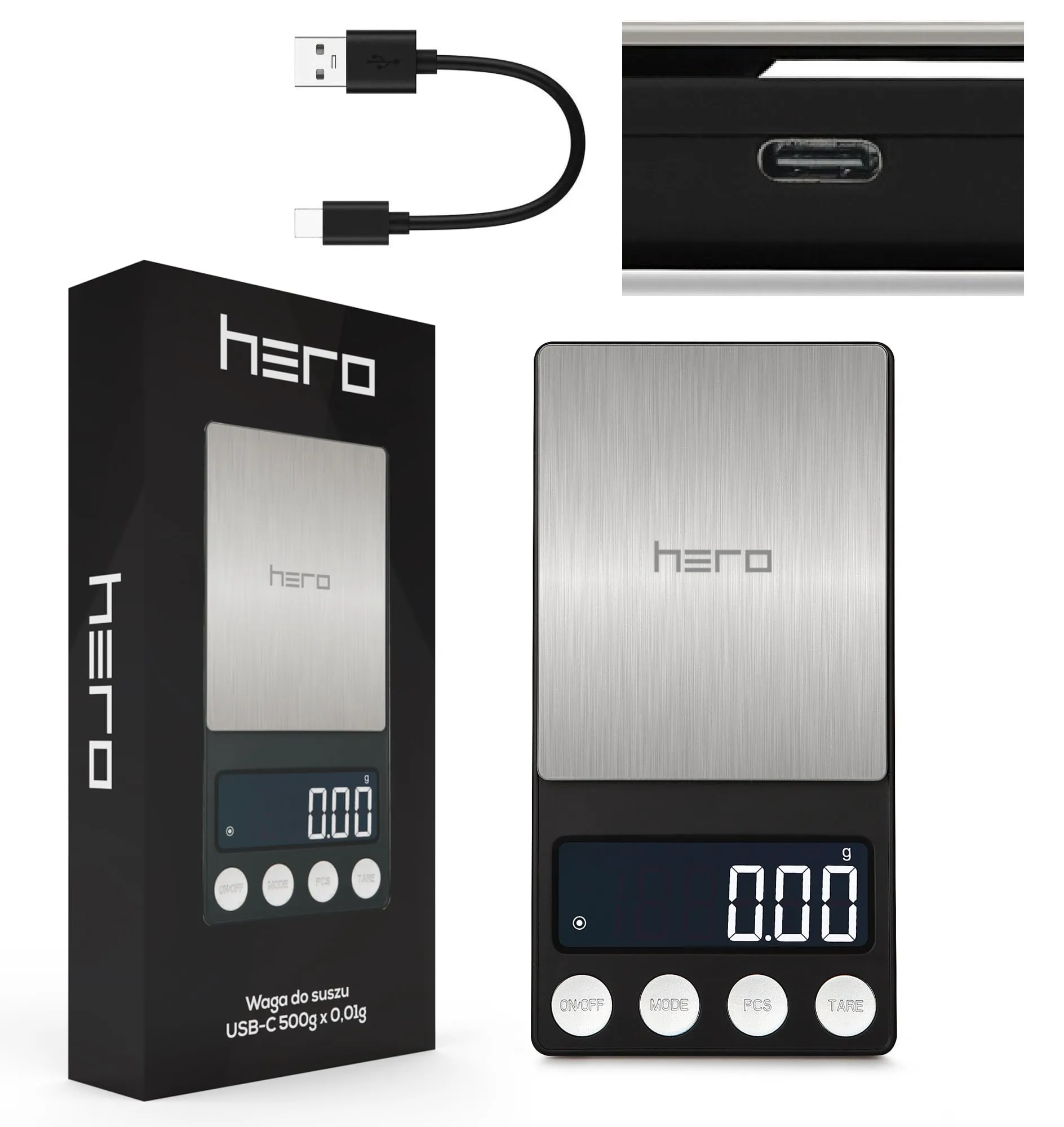 Waga do suszu USB-C 500g x 0,01g HERO 150mAh